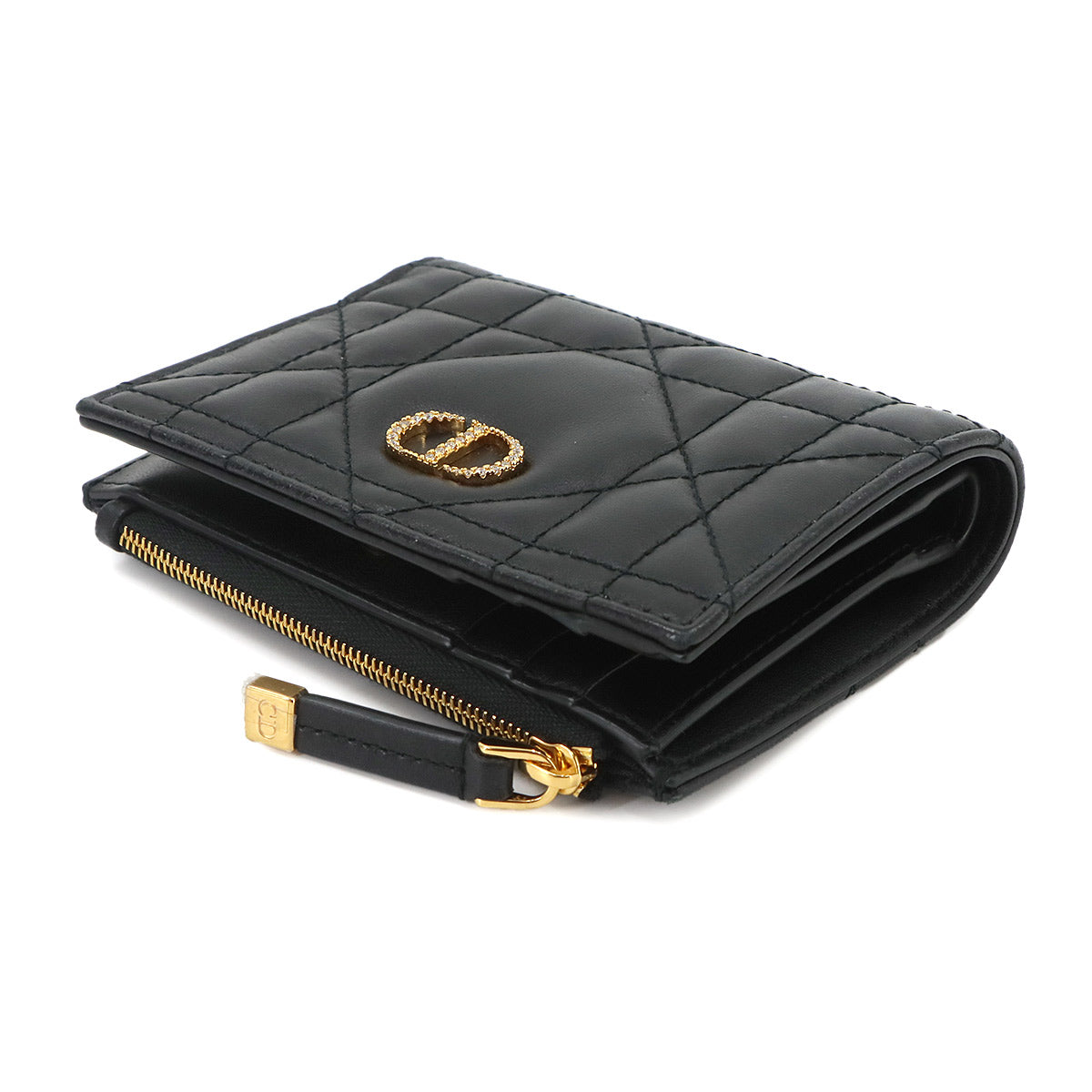 Dior Caro Dahlia Crystal Wallet Leather Black
