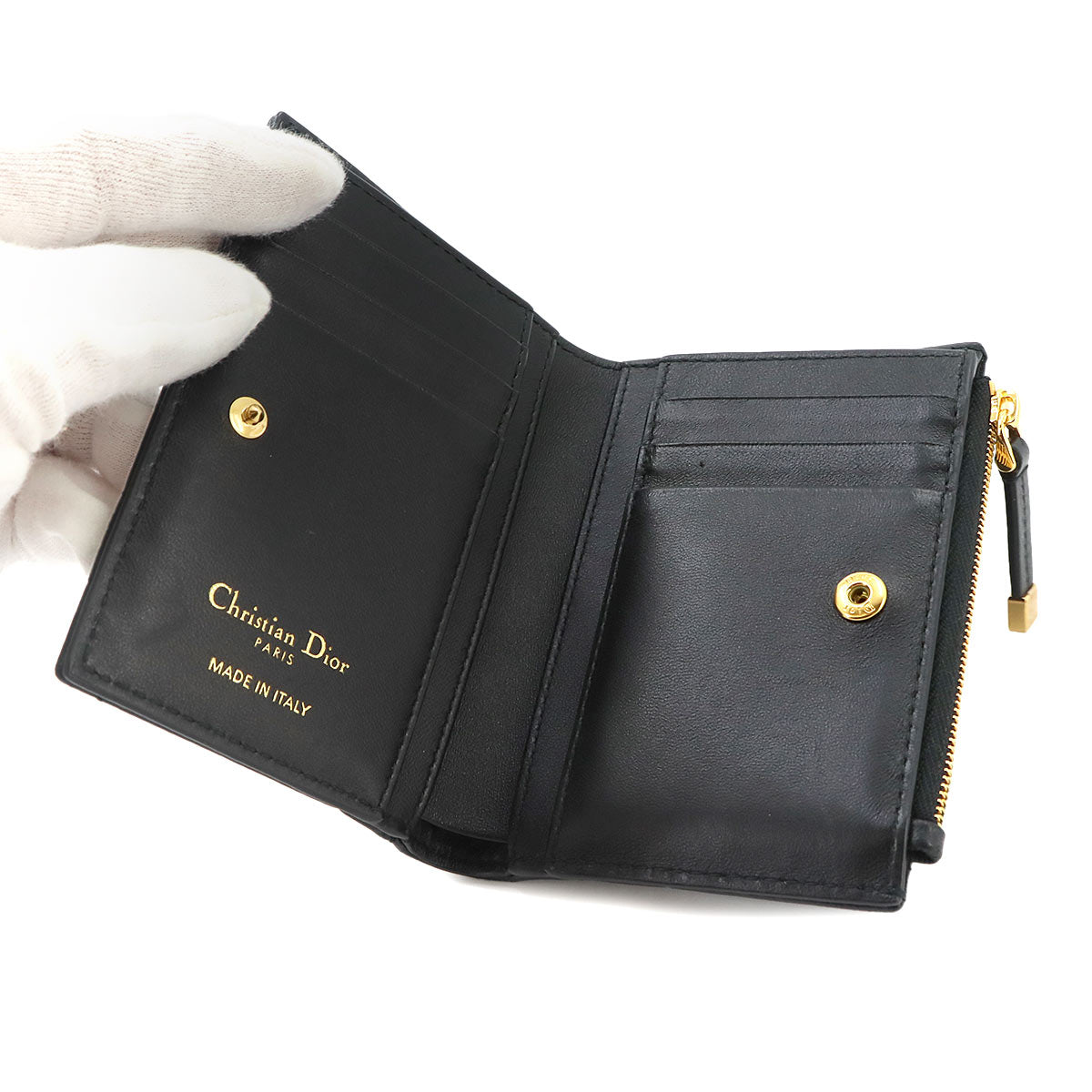 Dior Caro Dahlia Crystal Wallet Leather Black
