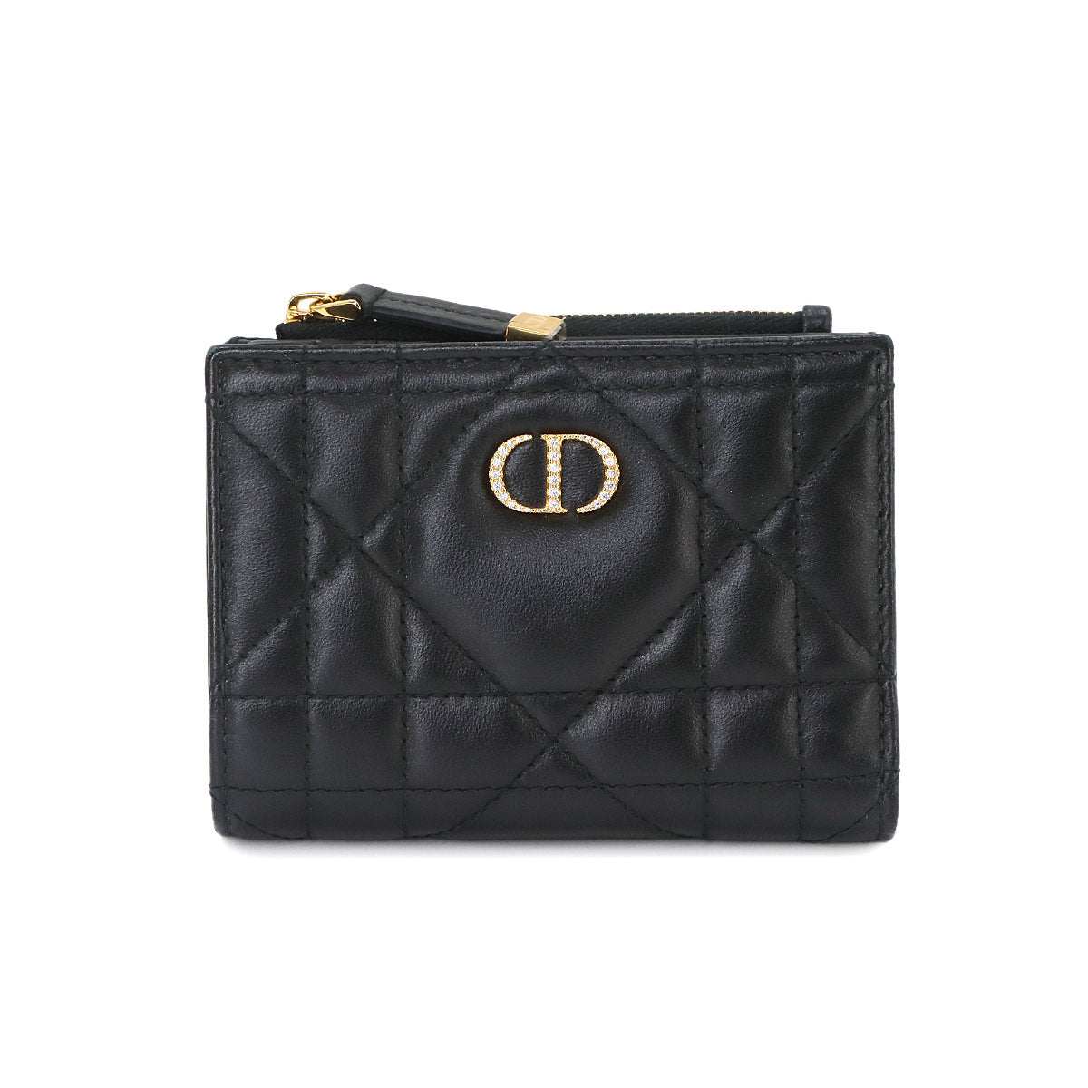 Dior Caro Dahlia Crystal Wallet Leather Black