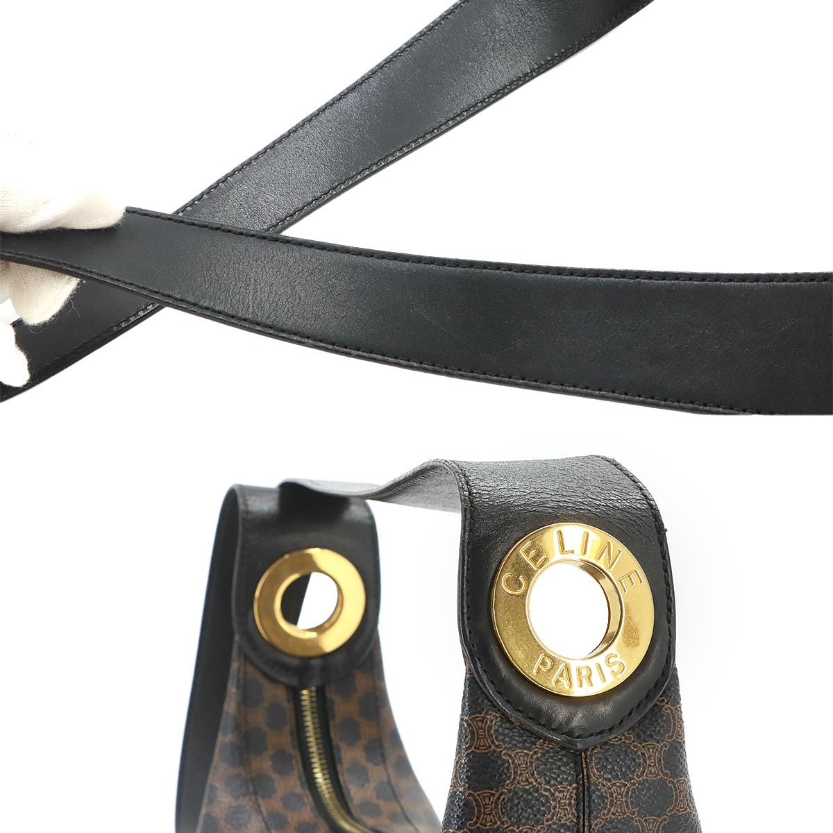 Macadam Shoulder Bag PVC Leather Black Brown Vintage Purse