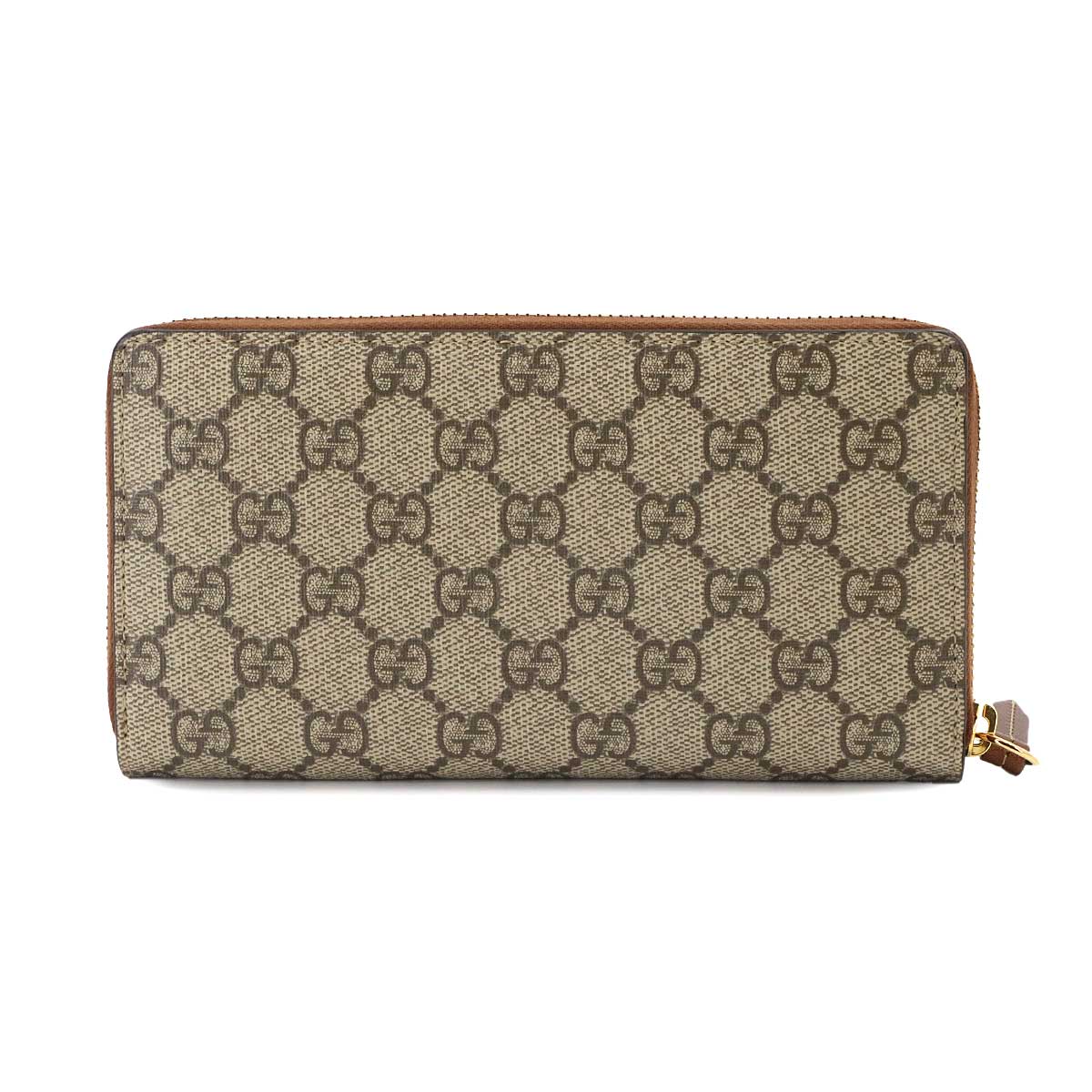 GG Supreme Zipped Around Long Wallet Beige Brown Leather 410102