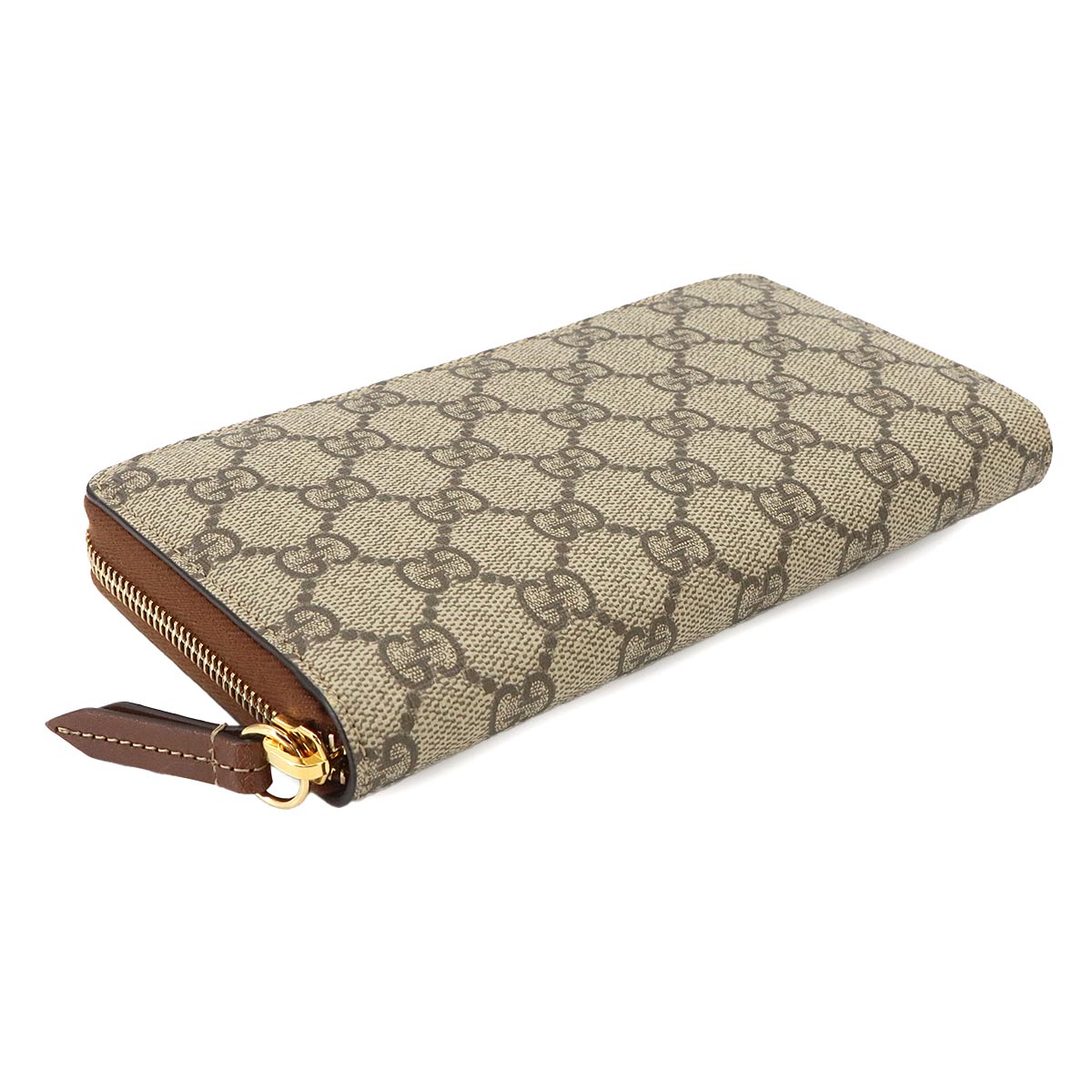 GG Supreme Zipped Around Long Wallet Beige Brown Leather 410102