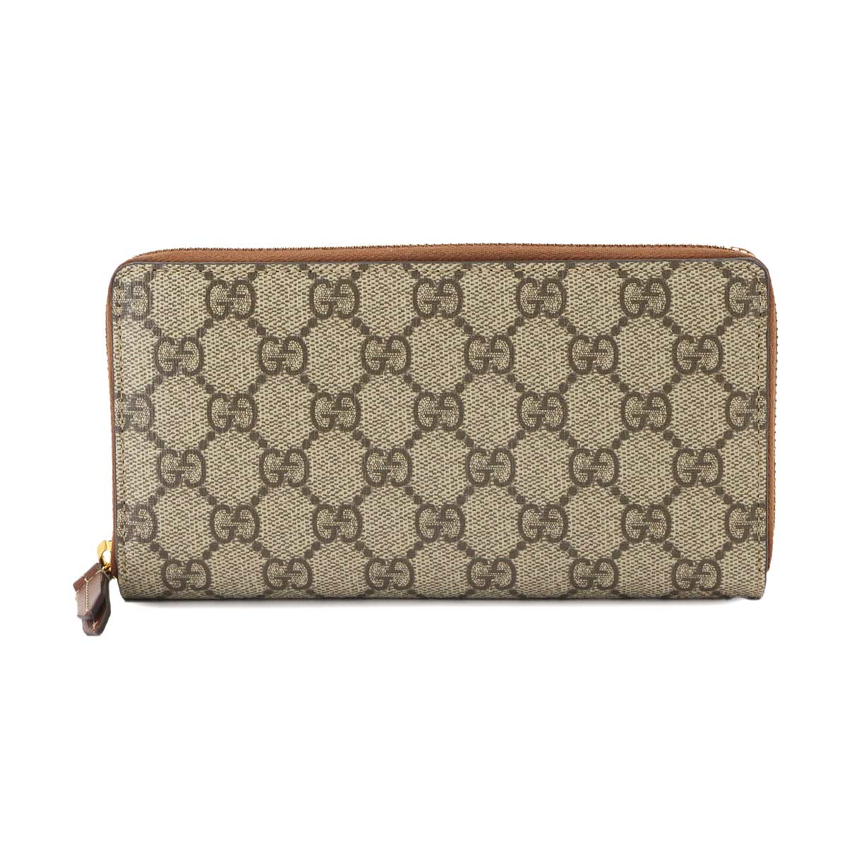 GG Supreme Zipped Around Long Wallet Beige Brown Leather 410102