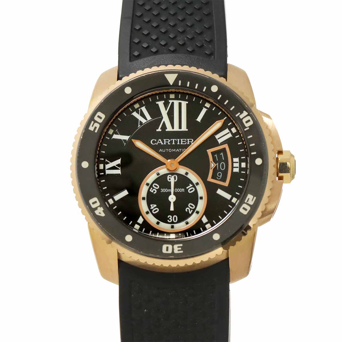 Calibre de Cartier Diver W7100052 Date 750 PG Black Dial Mens