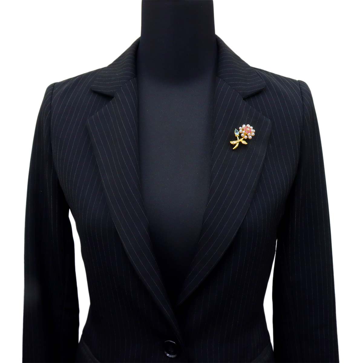 Multi stone Diamond 0.15ct Brooch 18K YG 750