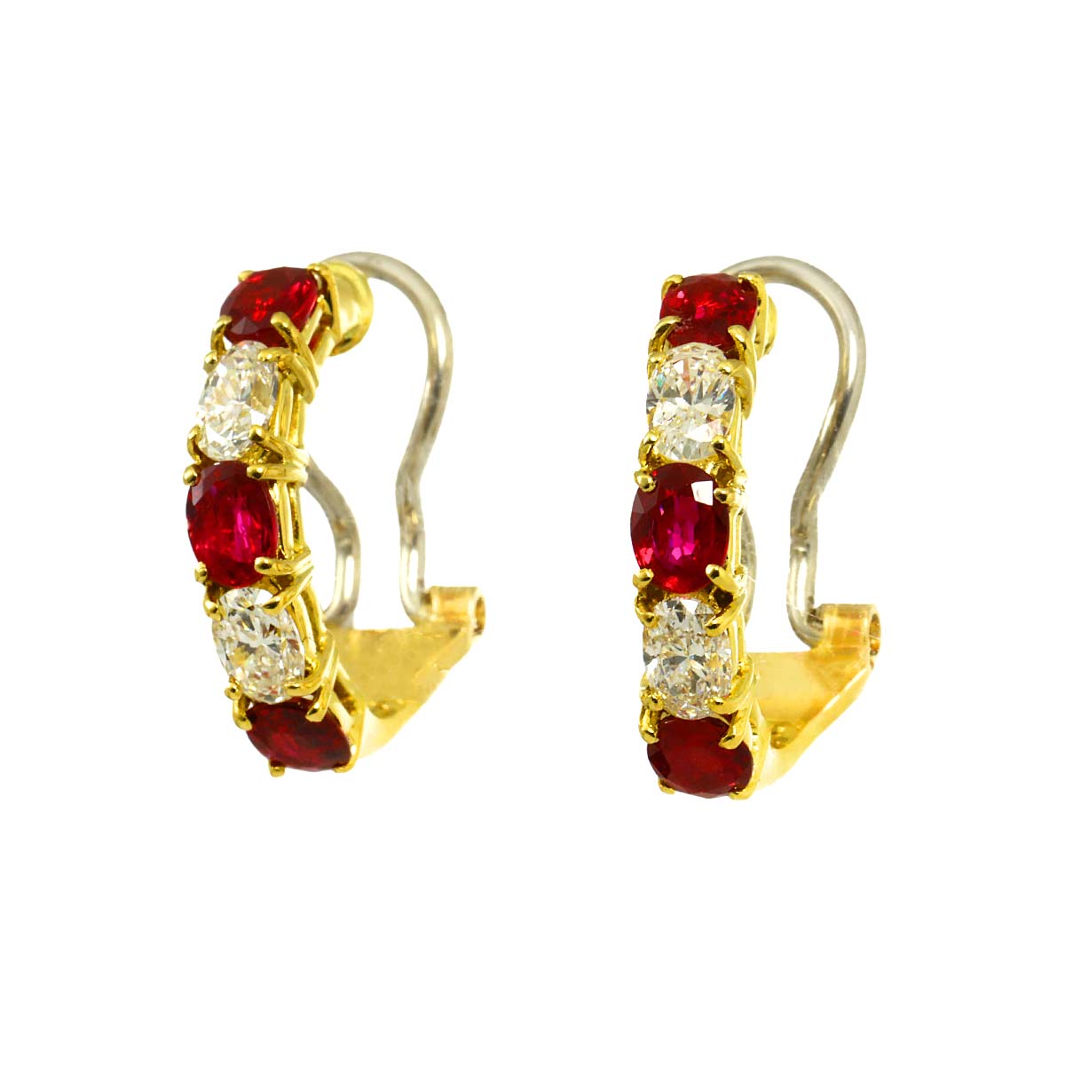 Ruby 0.85ct/0.82ct Diamond Earrings Clip on 18K YG 750