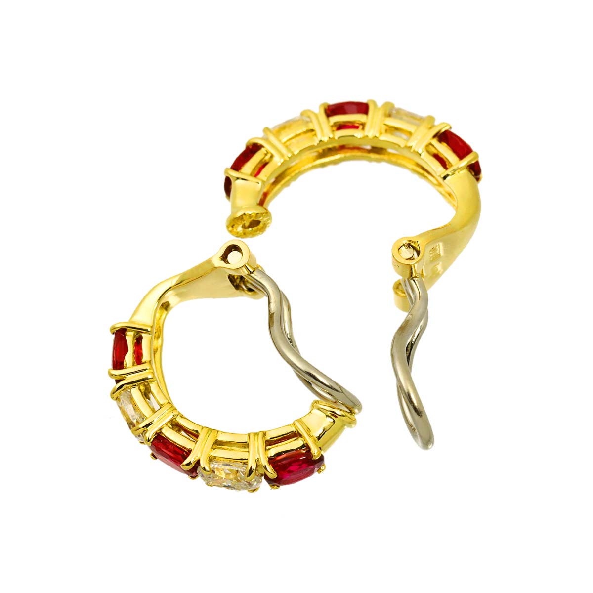 Ruby 0.85ct/0.82ct Diamond Earrings Clip on 18K YG 750