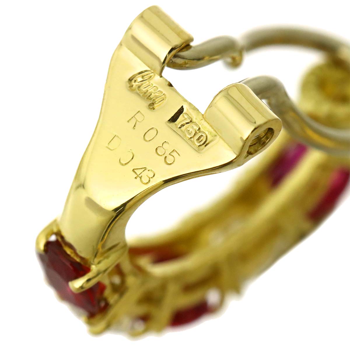 Ruby 0.85ct/0.82ct Diamond Earrings Clip on 18K YG 750
