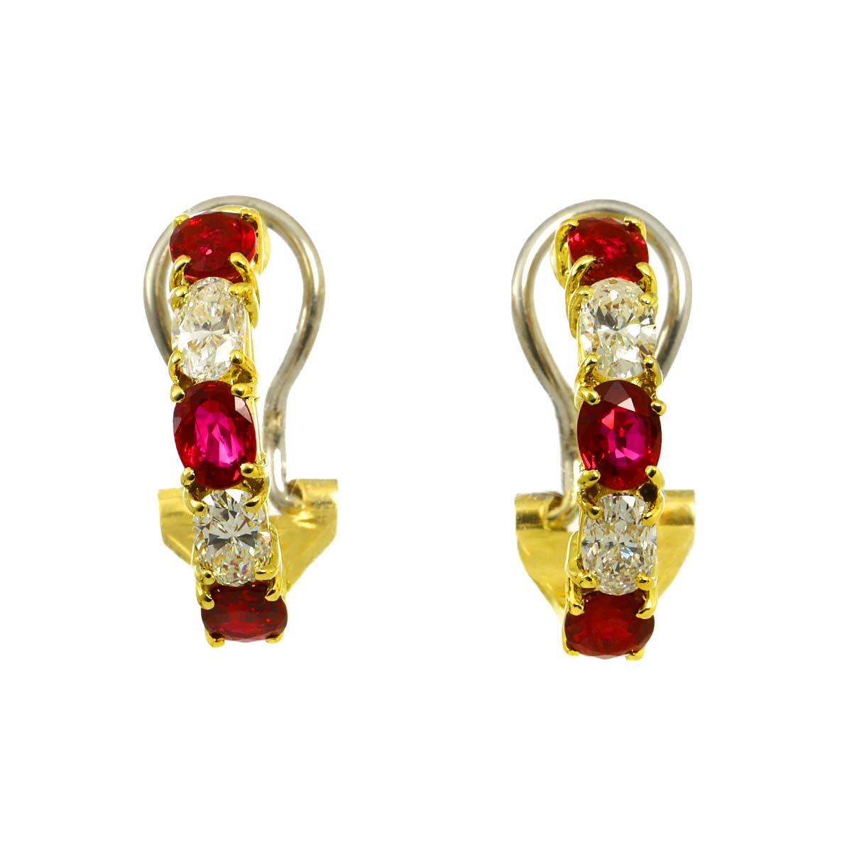 Ruby 0.85ct/0.82ct Diamond Earrings Clip on 18K YG 750