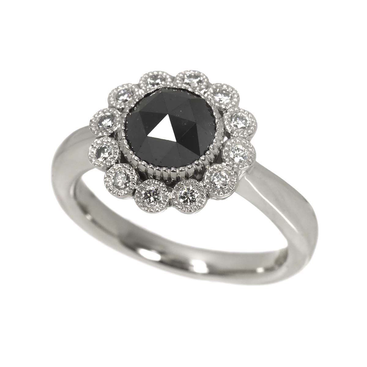 Black Diamond 1.39ct Diamond 0.21ct Ring Pt Platinum size5.5-5.75(US)