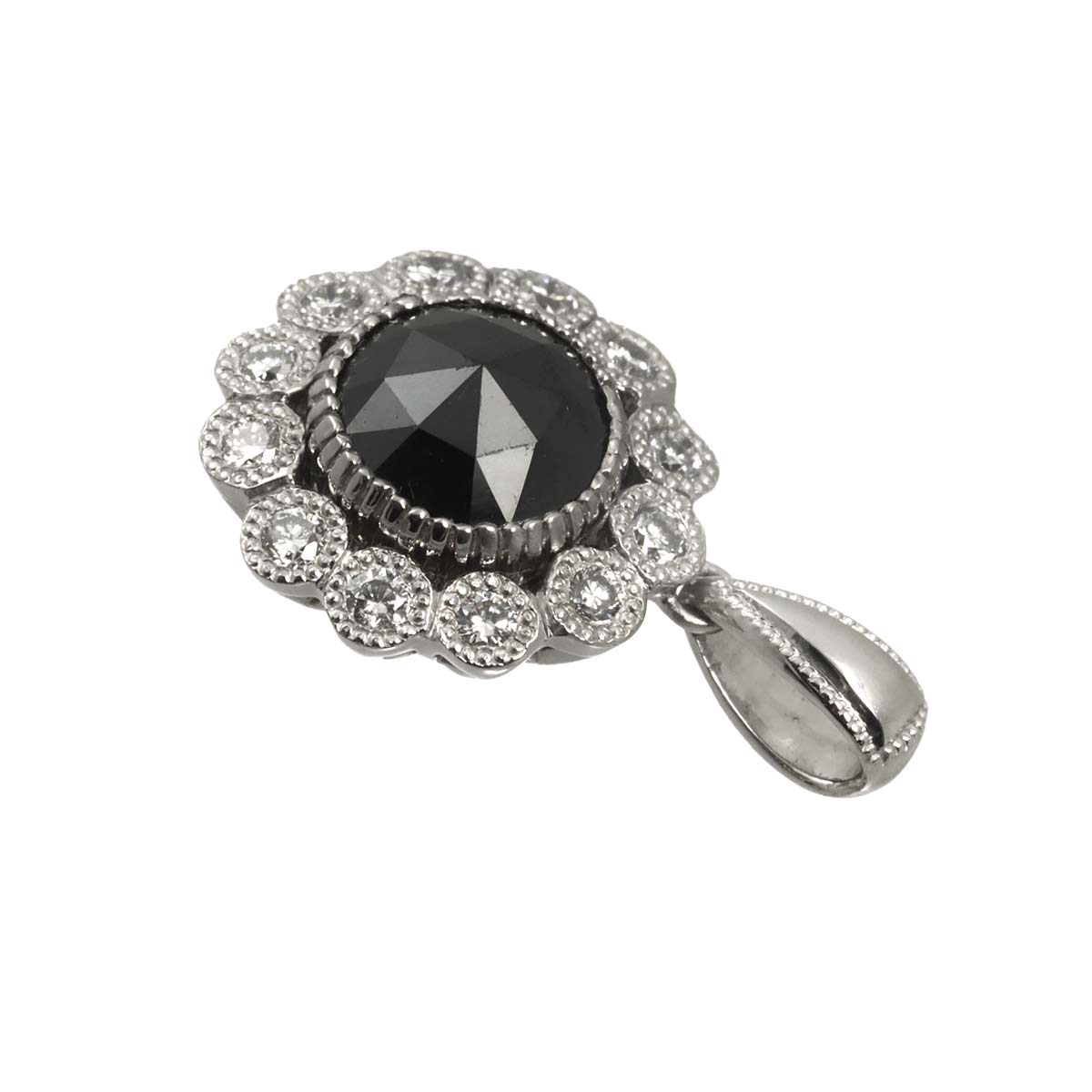 Black Diamond 1.42ct Diamond 0.23ct Pendant Top Pt Platinum