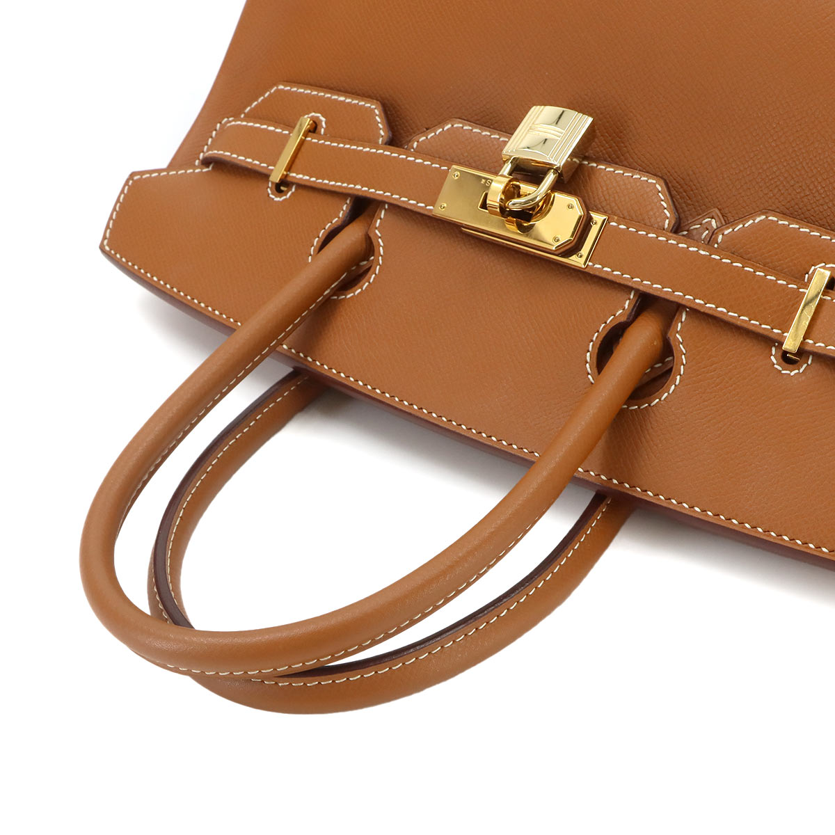 Birkin 30 Hand Bag Epsom Leather Gold Brown Purse