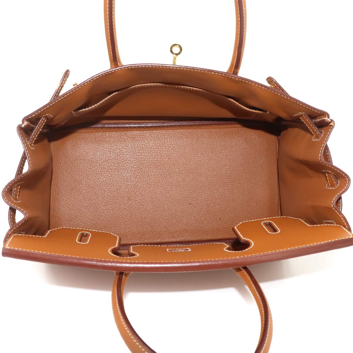 Birkin 30 Hand Bag Epsom Leather Gold Brown Purse