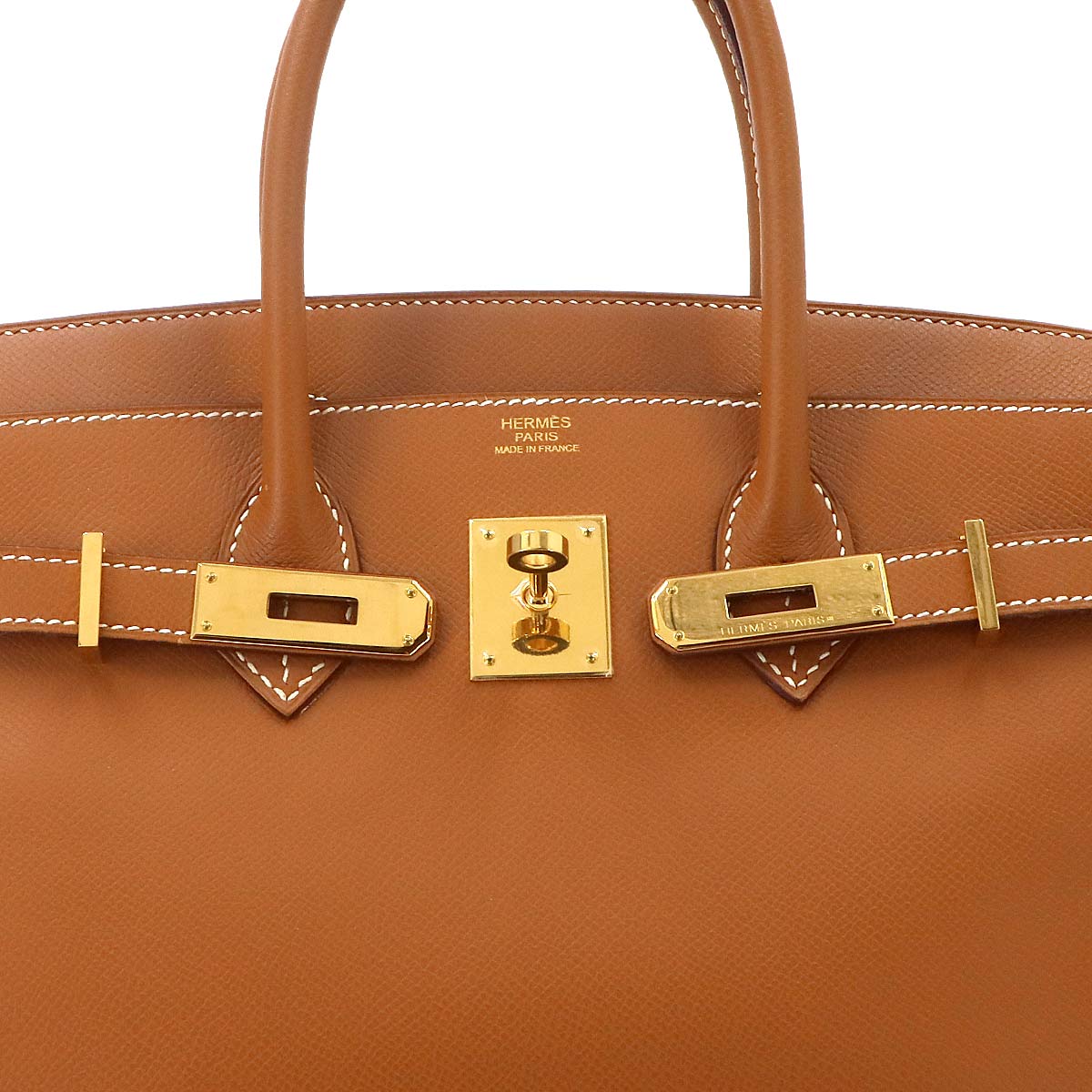 Birkin 30 Hand Bag Epsom Leather Gold Brown Purse