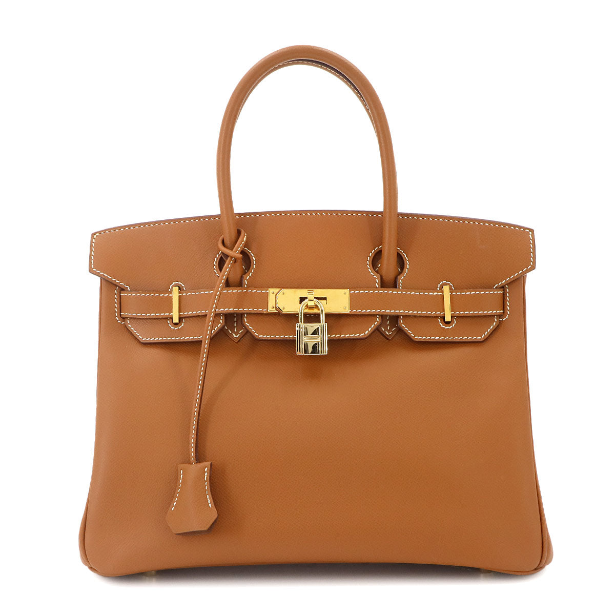 Birkin 30 Hand Bag Epsom Leather Gold Brown Purse
