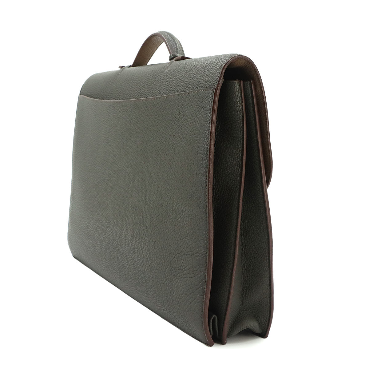 Sack A Depeche 41 Briefcase Business Bag Togo Vert Gris Etoupe