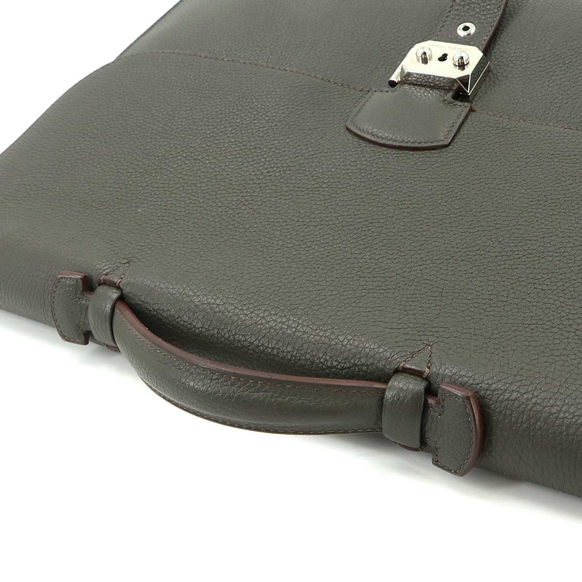 Sack A Depeche 41 Briefcase Business Bag Togo Vert Gris Etoupe