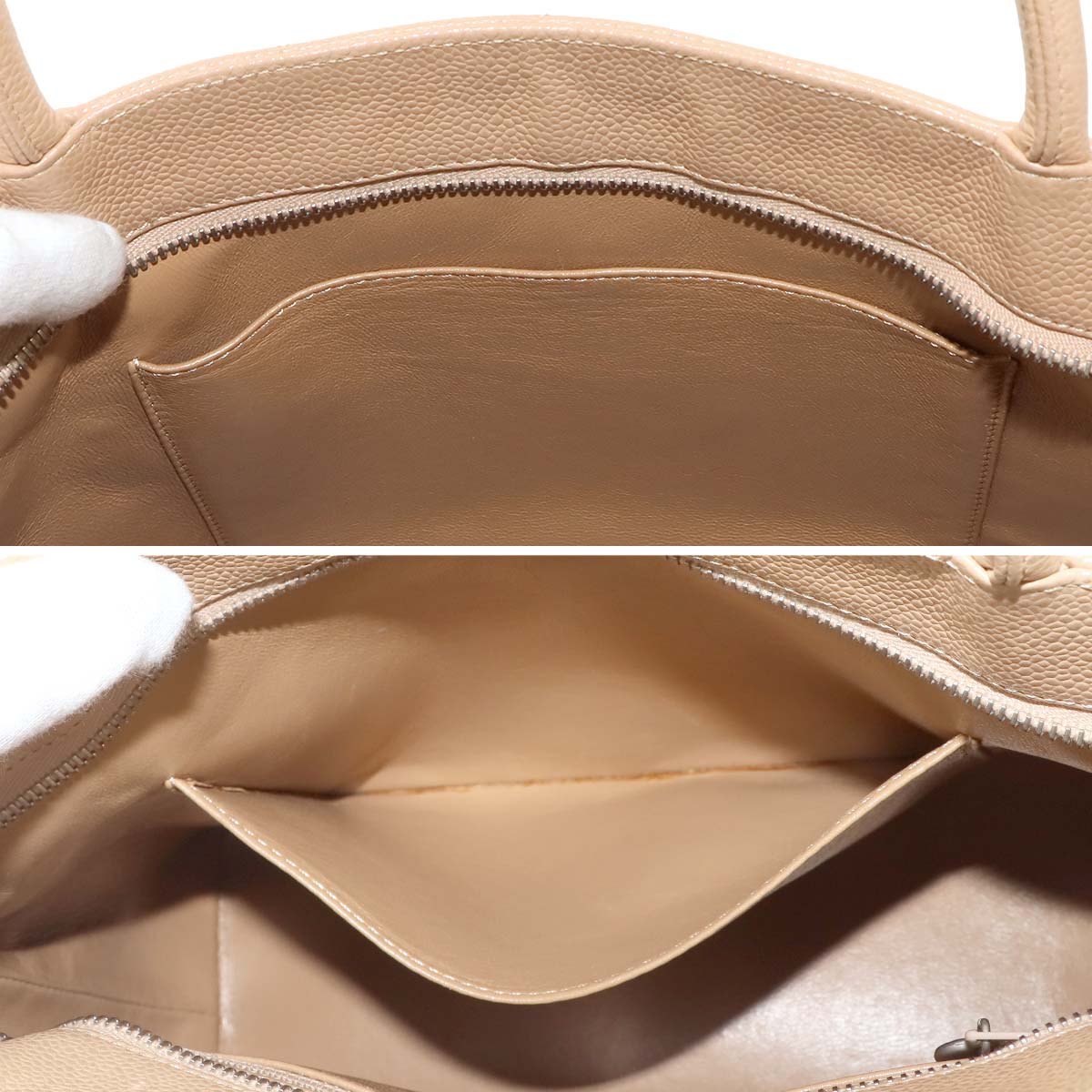 Medallion Tote Bag Leather Beige A01804 Coco Logos