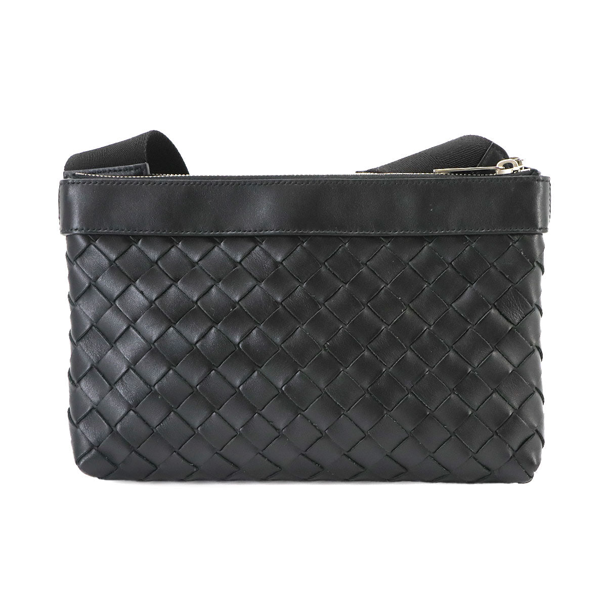 Intrecciato Duo Shoulder Bag Leather Black 651938