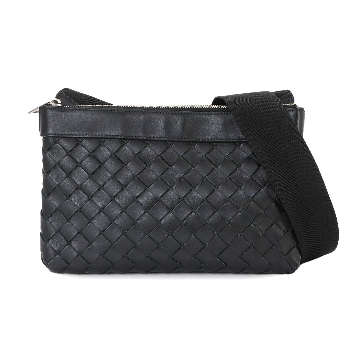 Intrecciato Duo Shoulder Bag Leather Black 651938