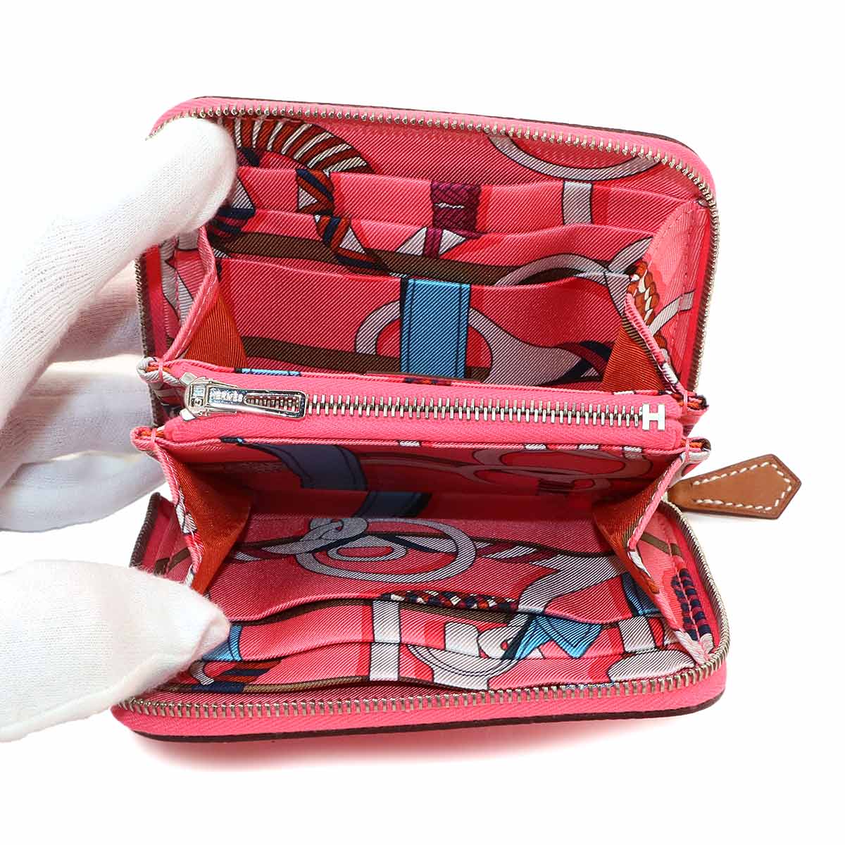 Azapp Silk'In Compact Coin Case Purse Epsom Barenia Rose azalee