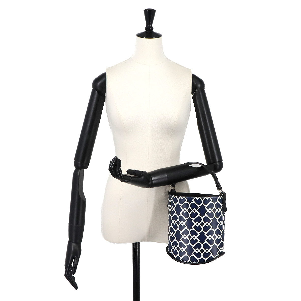 Pin Mini Hand Bag Leather Blue Black