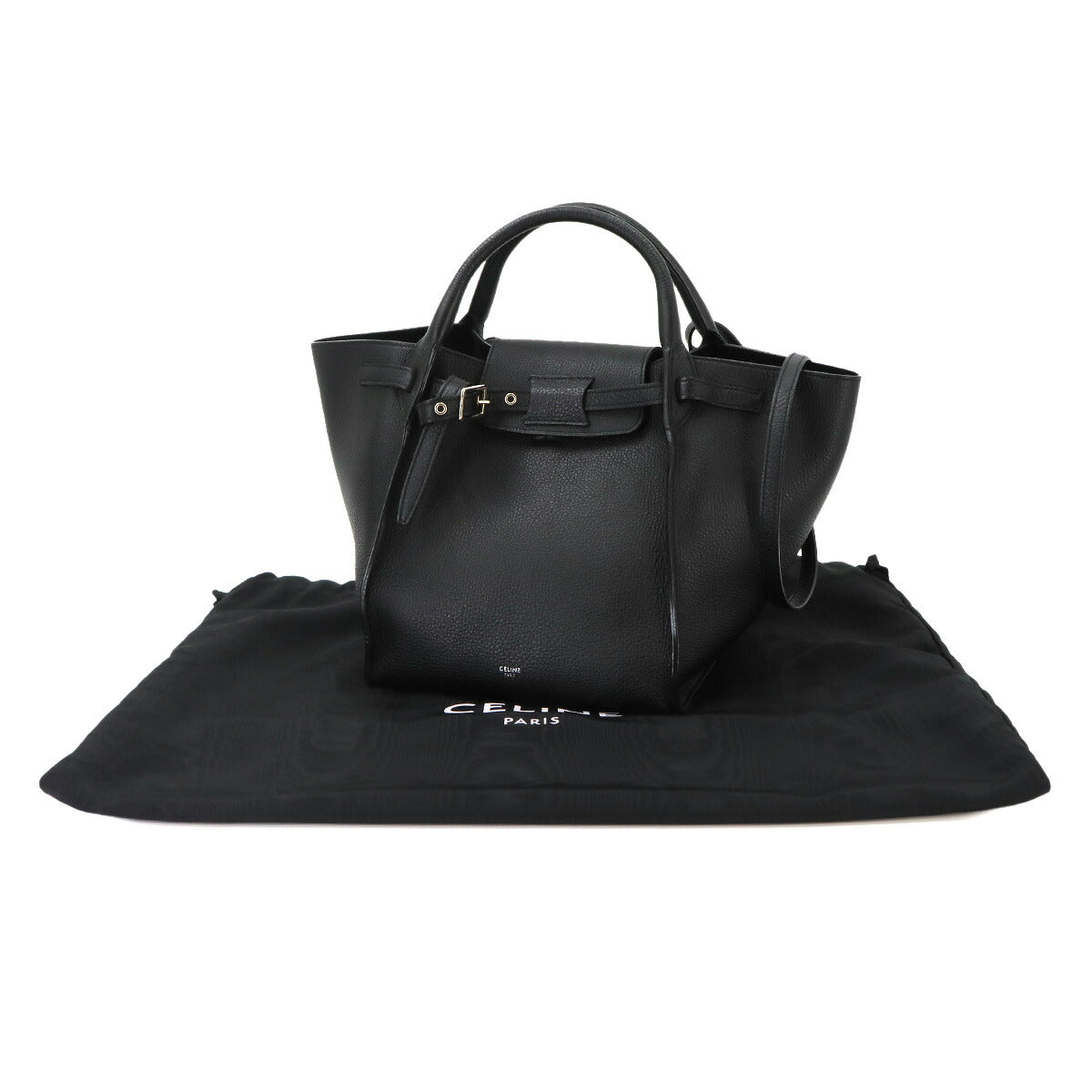 Big Bag Small With Longstrap Hand Shoulder Bag Leather Black