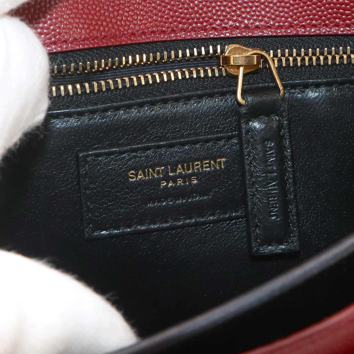 Cassandre Envelope Chain Shoulder Bag Leather Red 532750