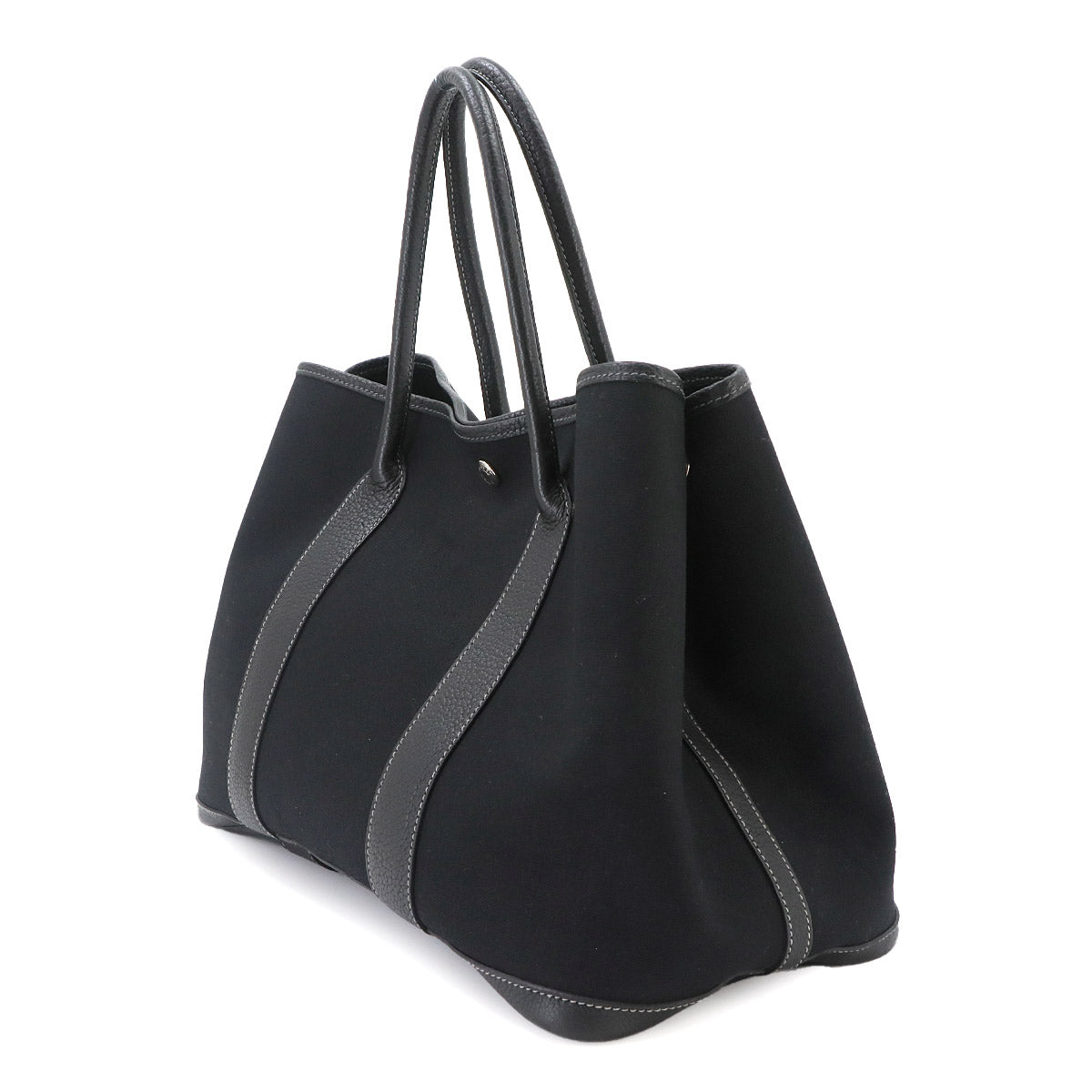 Garden Party PM Tote Bag Toile Officier Leather Black
