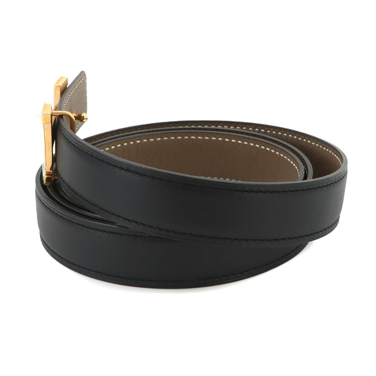 Mini Constance Reversible H Belt Swift Epsom Black Etoupe 100