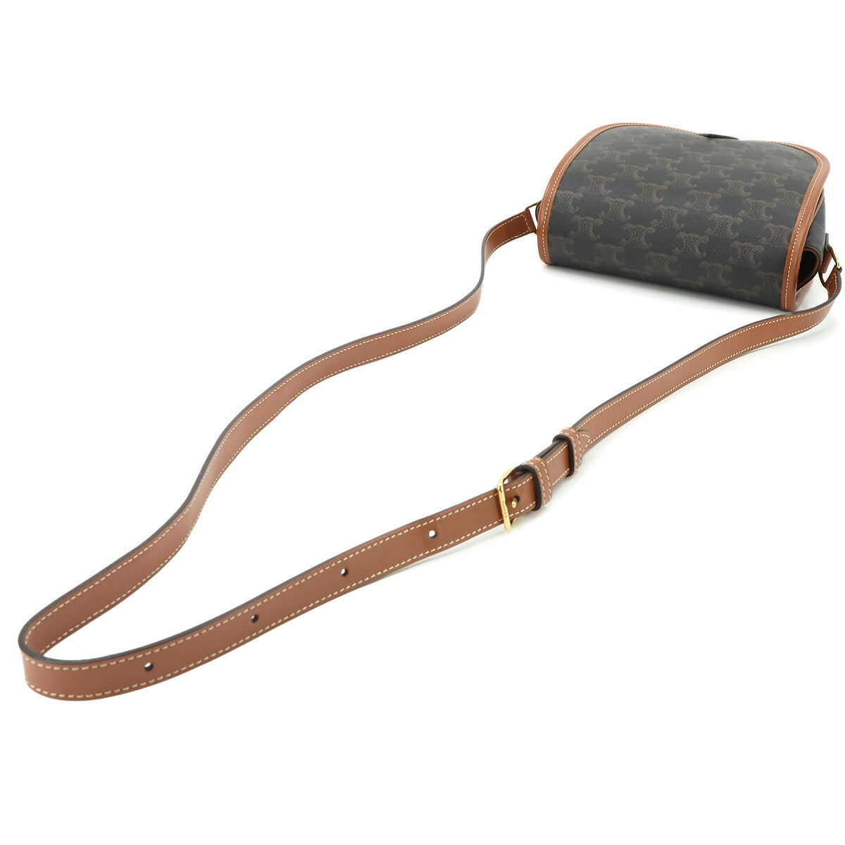 Triomphe Medium Folco Shoulder Bag PVC Leather Tan 191502