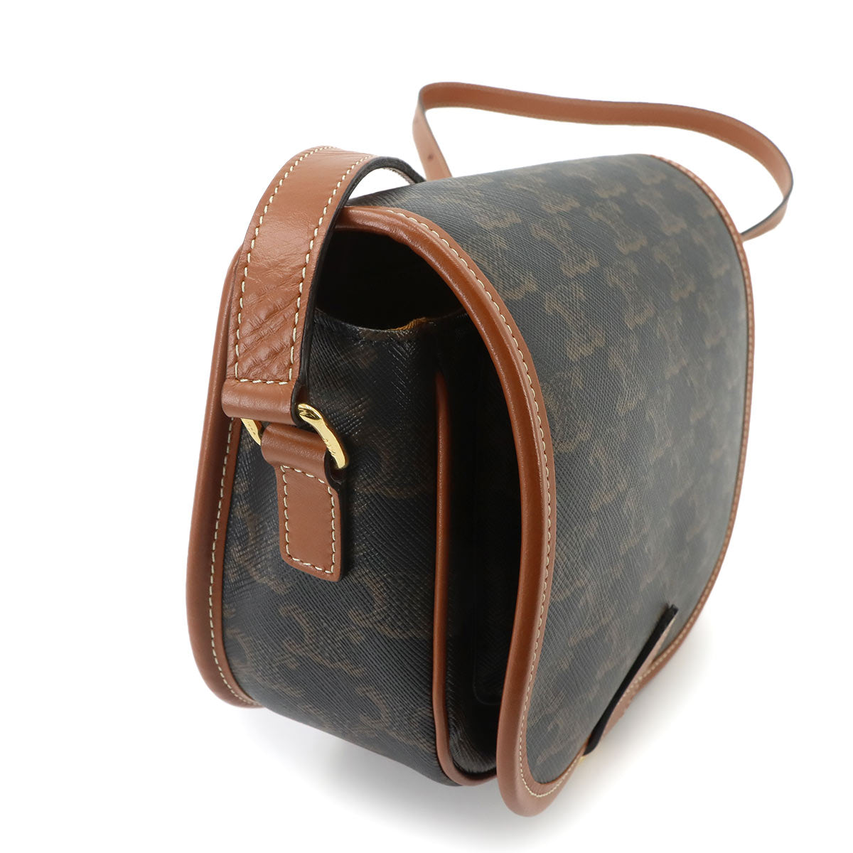 Triomphe Medium Folco Shoulder Bag PVC Leather Tan 191502