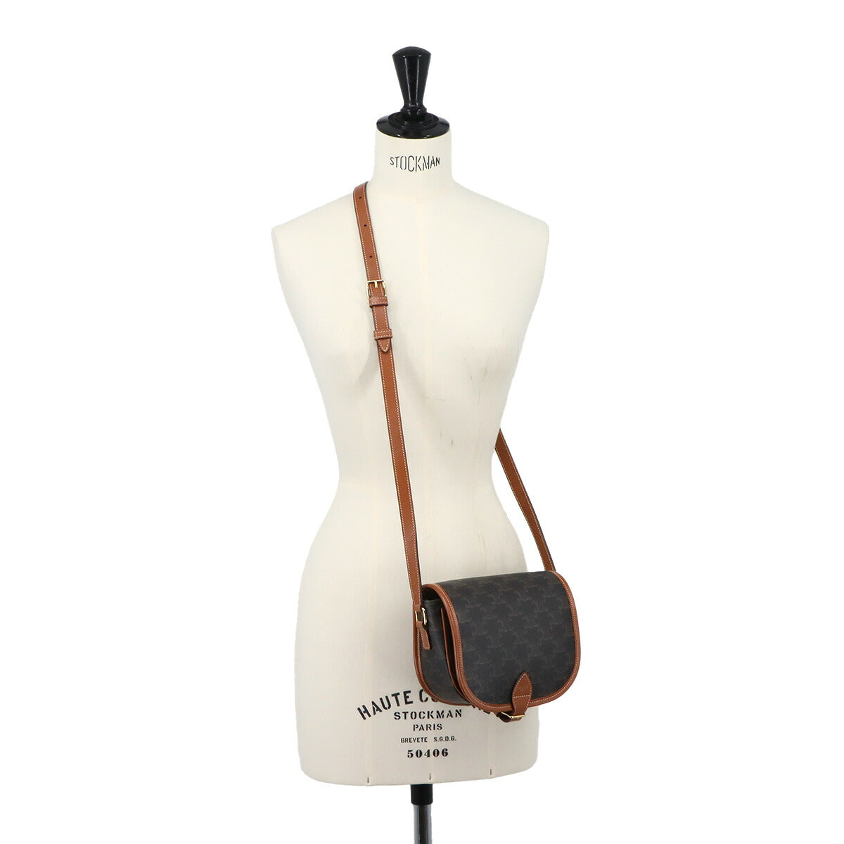 Triomphe Medium Folco Shoulder Bag PVC Leather Tan 191502