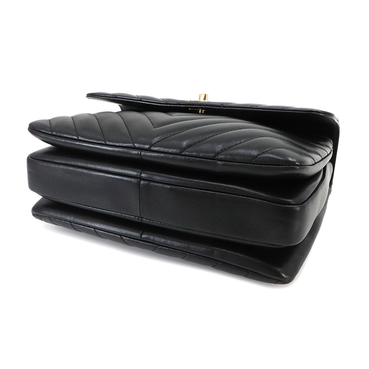 Trendy CC Chevron Hand Chain Shouder Bag Leather Black A92236