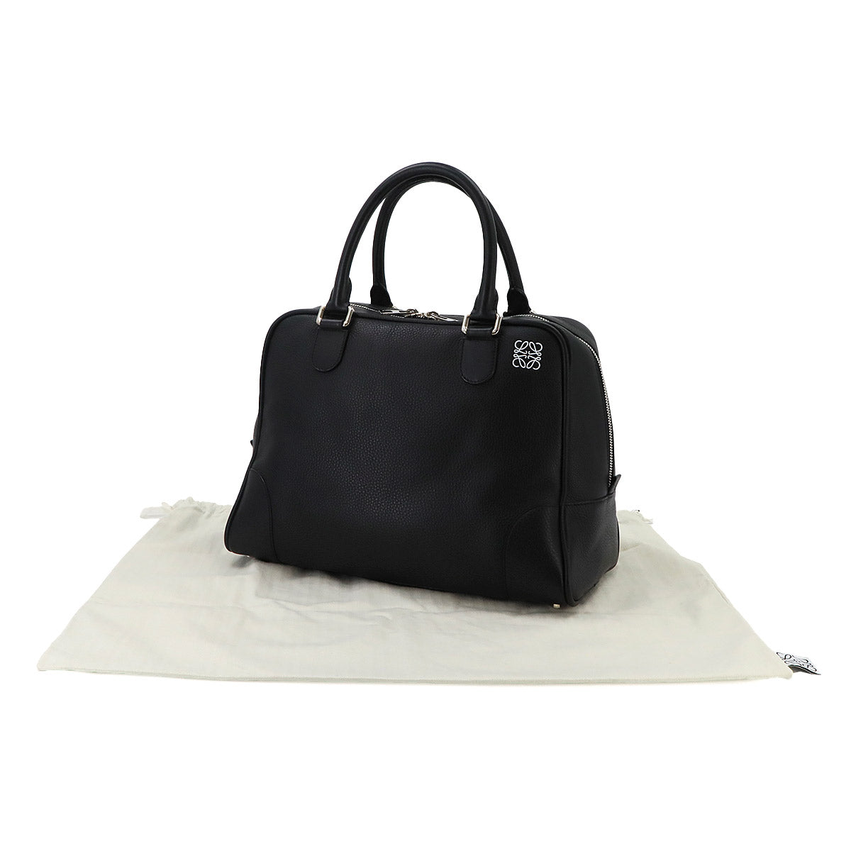 Amazona 75 Large Hand Bag Leather Black Purse