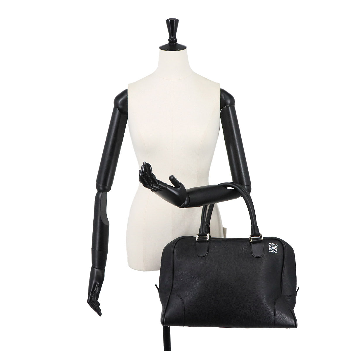 Amazona 75 Large Hand Bag Leather Black Purse