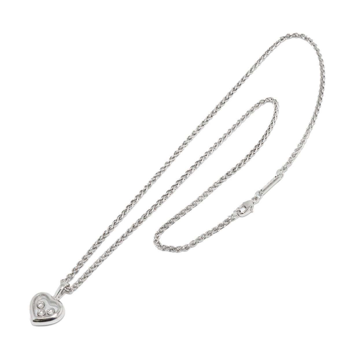 Happy Diamond Heart Necklace 18K White Gold 750