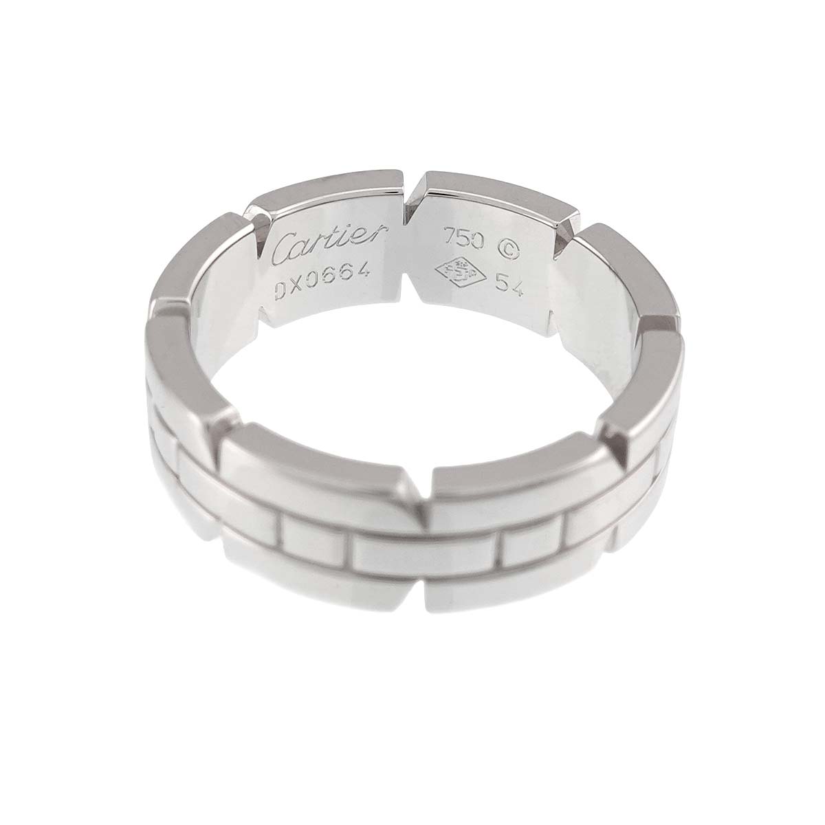 Tank Ring 18K White Gold 750 size54 6.25-6.5(US)