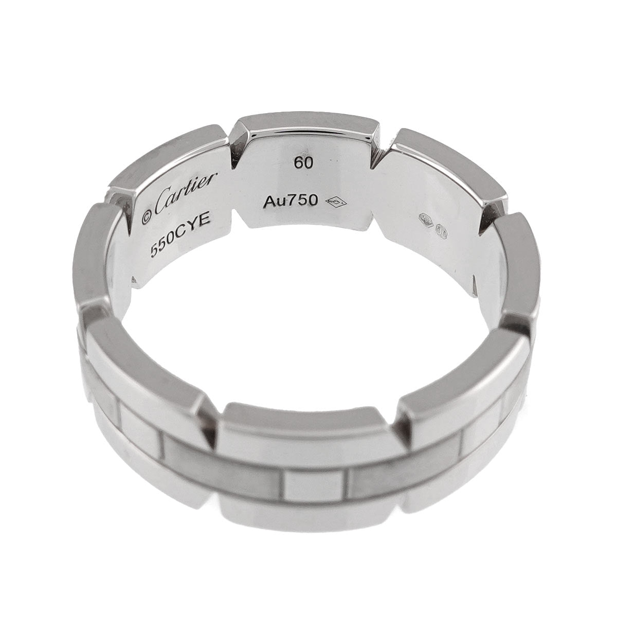 Tank Ring 18K White Gold 750 size60 8.75-9(US)
