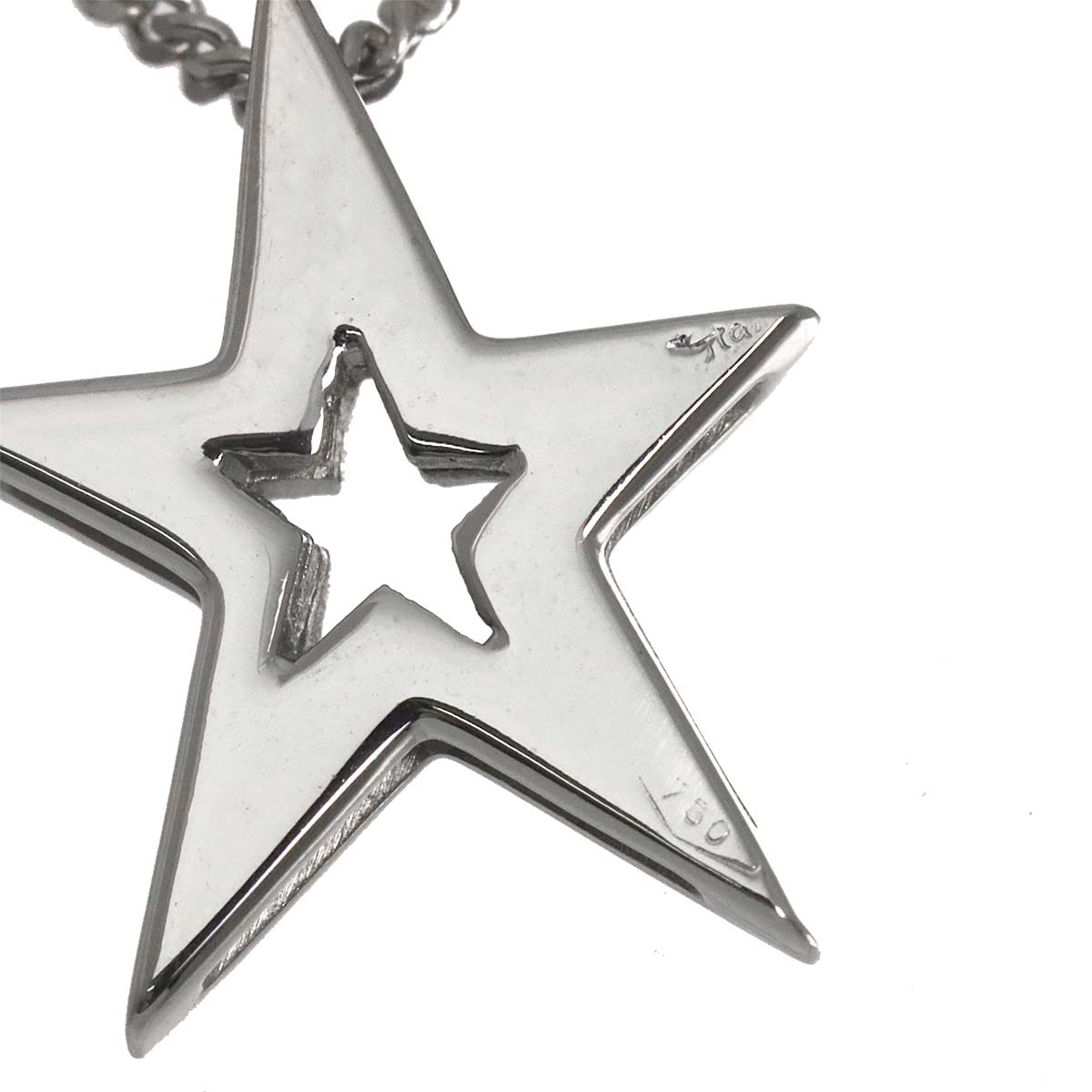 Star Motif Diamond Necklace 18K WG 750