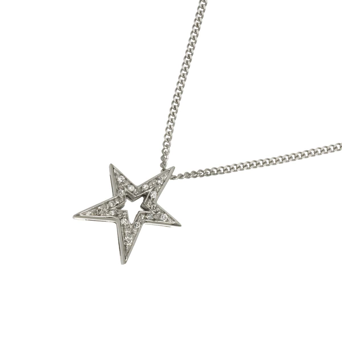 Star Motif Diamond Necklace 18K WG 750
