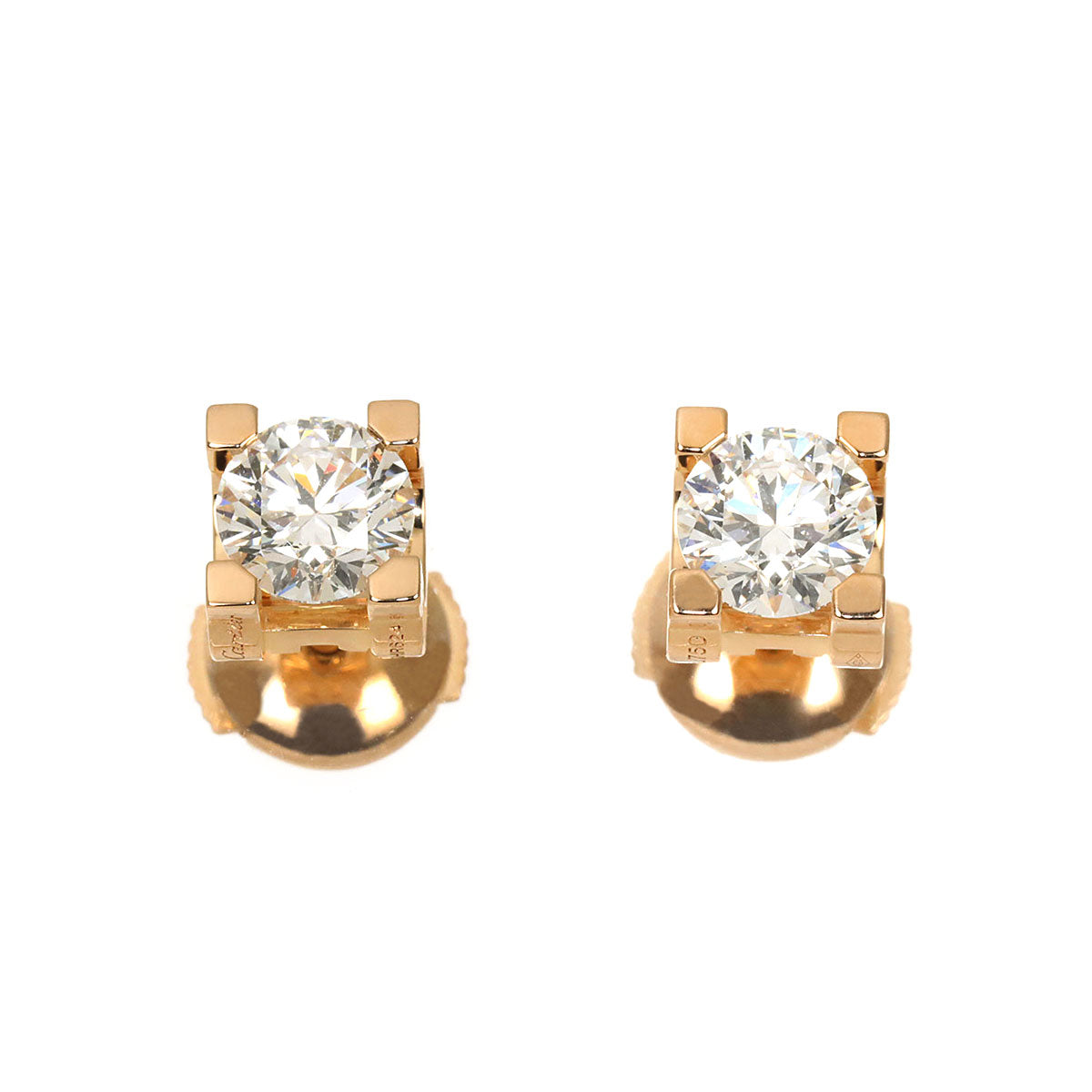 C de Diamond 0.63/0.63ct D/VVS2/3EX Earrings Pierced 18K PG