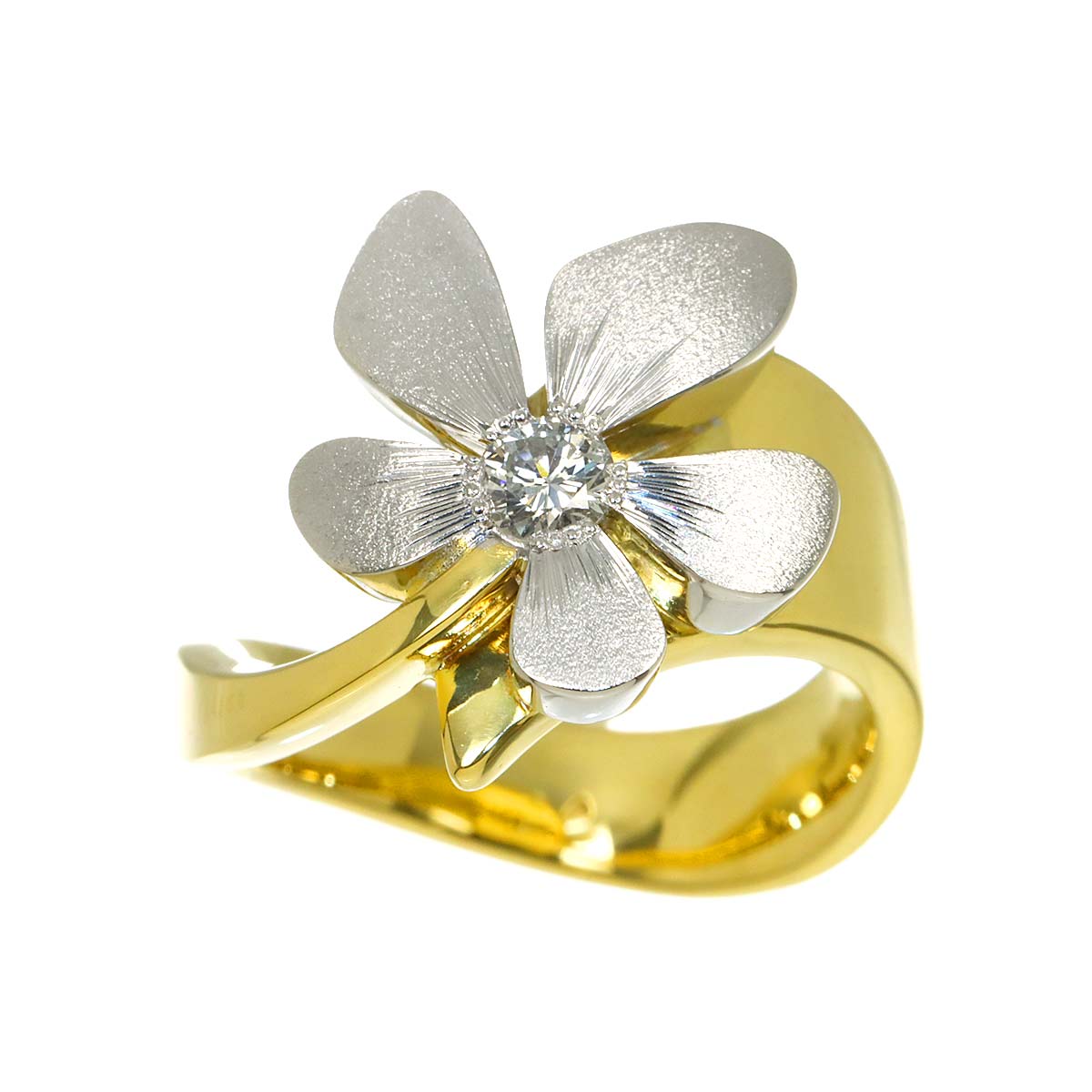 Diamond 0.19ct ring Pt 18K YG 750 6.25-6.5(US)