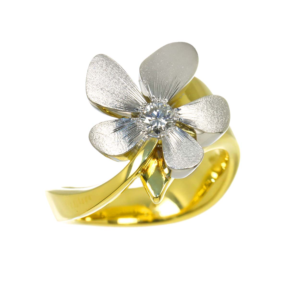 Diamond 0.19ct ring Pt 18K YG 750 6.25-6.5(US)