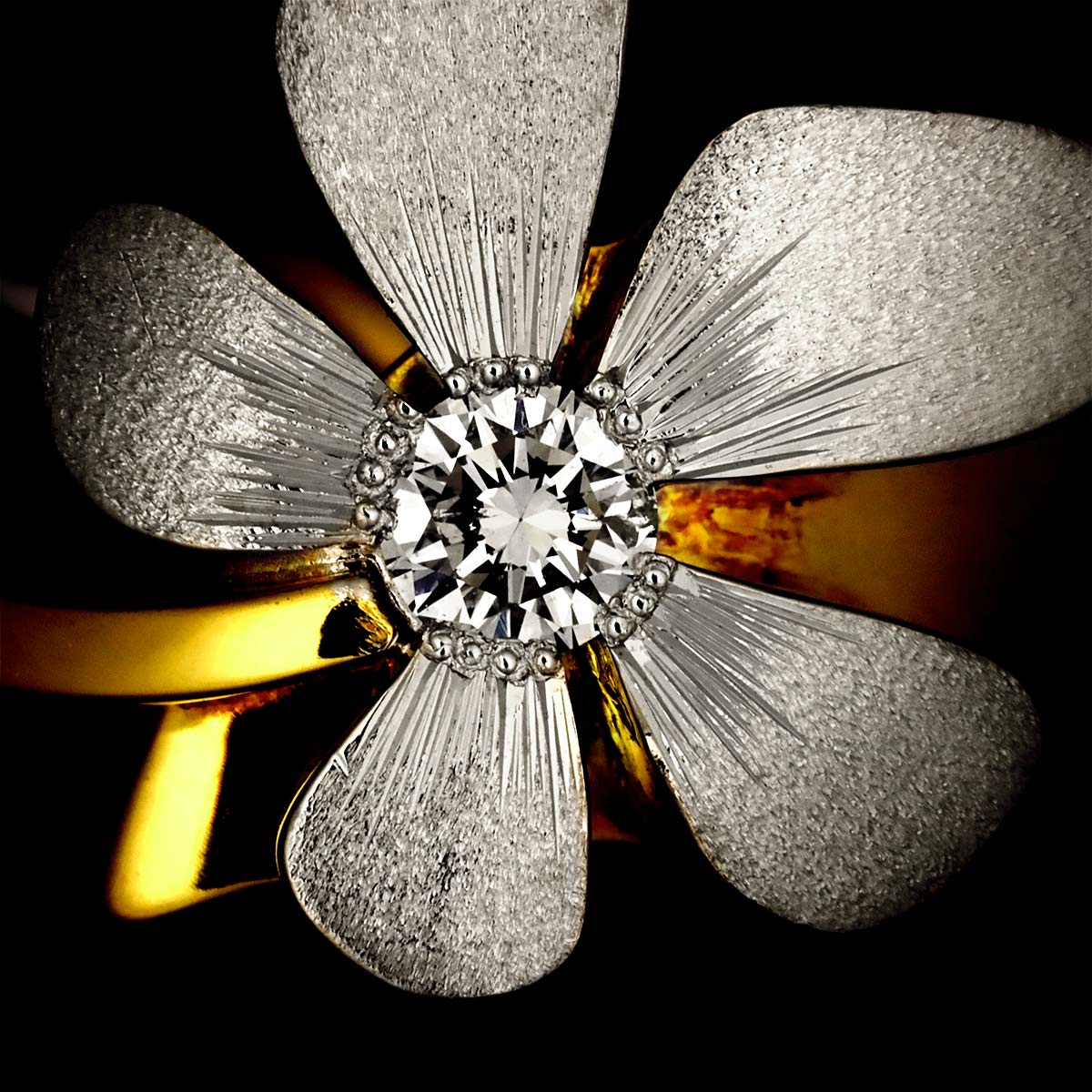Diamond 0.19ct ring Pt 18K YG 750 6.25-6.5(US)