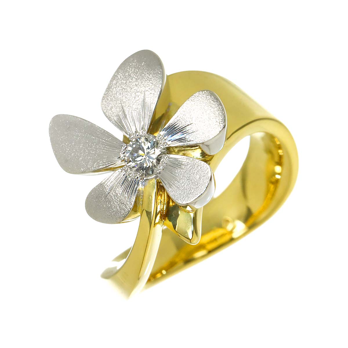 Diamond 0.19ct ring Pt 18K YG 750 6.25-6.5(US)