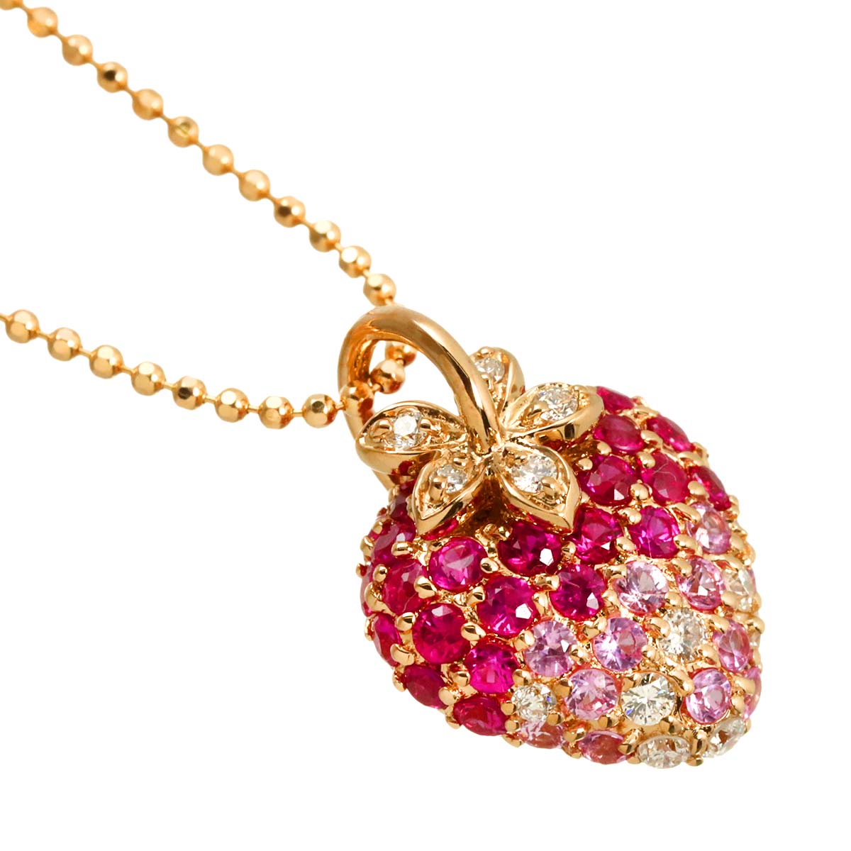 Ruby Sapphire Diamond Necklace 18K PG 750