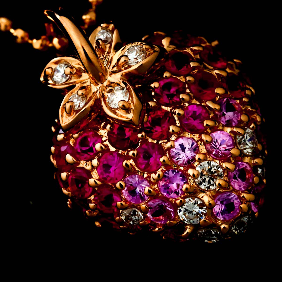 Ruby Sapphire Diamond Necklace 18K PG 750
