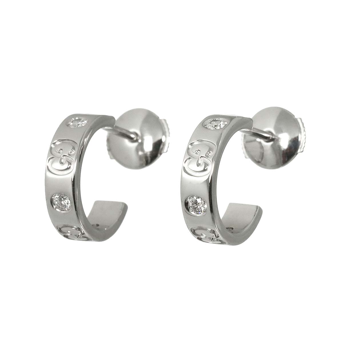 Diamond Earrings Pierced 18K White Gold 750