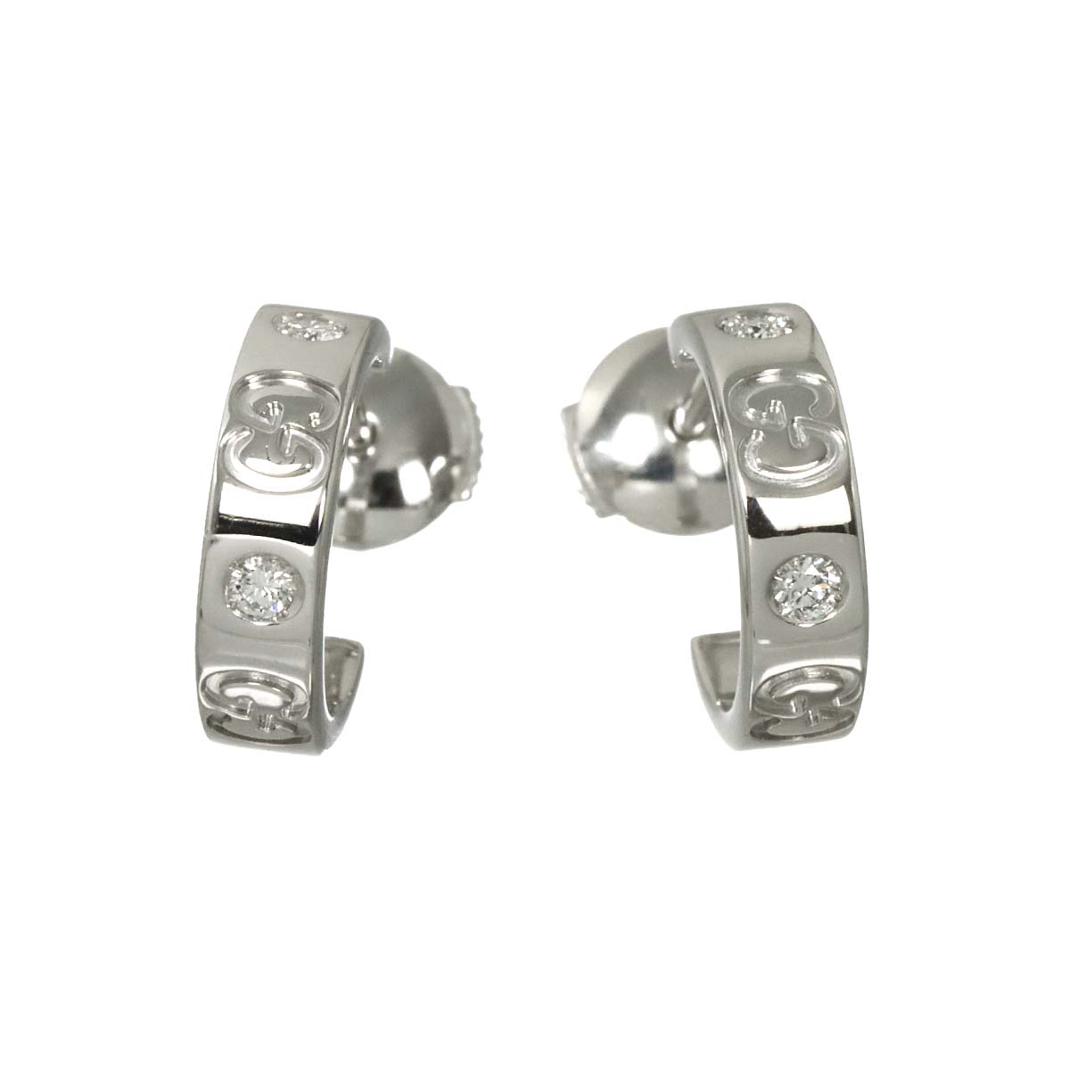 Diamond Earrings Pierced 18K White Gold 750
